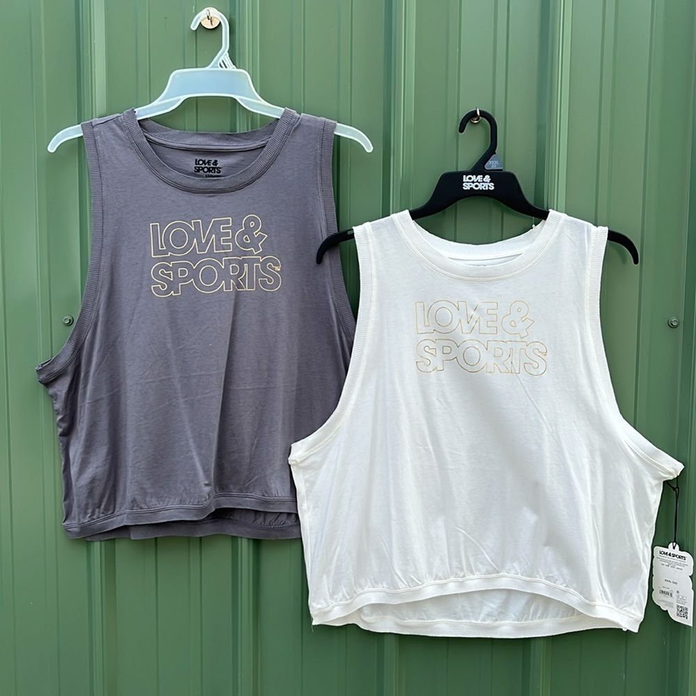 Women’s Plus Logo Muscle Tank Top Shirt Active Workout 2-Pack Size XXXL (22)